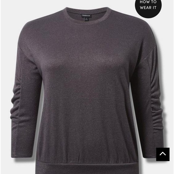 NWT TORRID SPARKLE KNIT DROP SHOULDER SHIRRED SLEEVE TOP 🔥🔥🔥🔥 - Picture 3 of 10